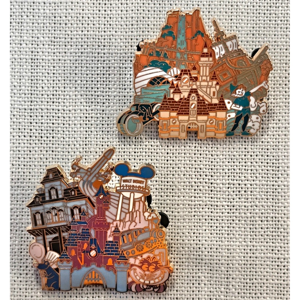 Disney D23 Gold Member Parks Around The World Pin Lot - Shanghai & Paris Studios